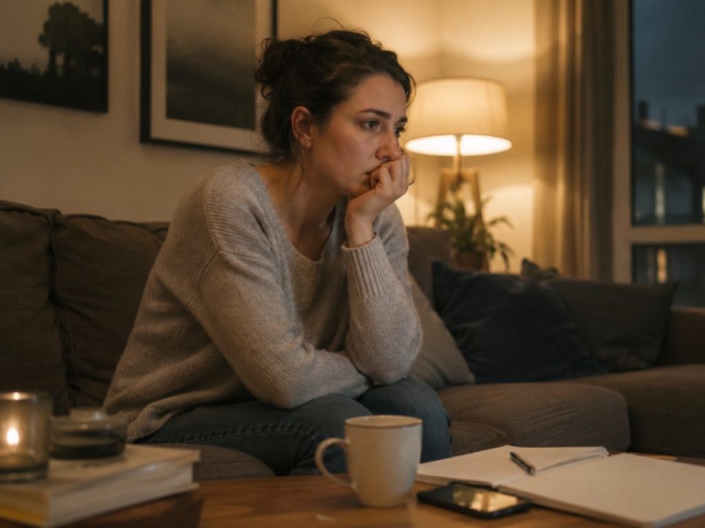 Femme qui réfléchit à sa vie et ses problèmes