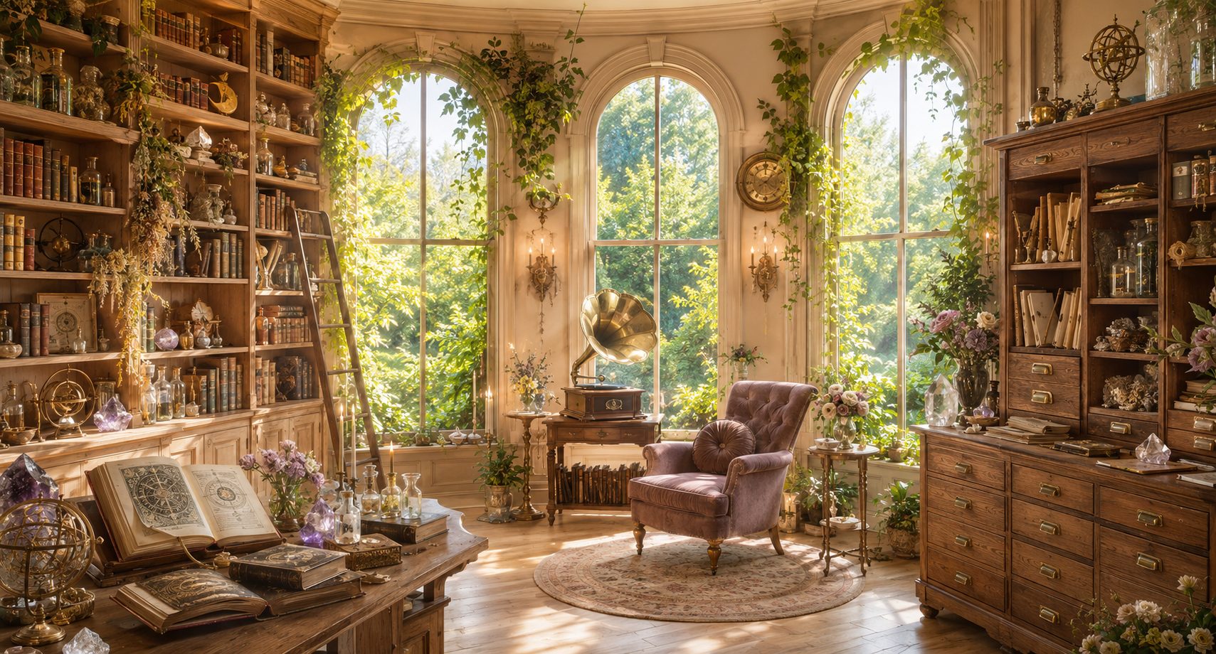 La Bibliothèque enchantée du Manoir Elles & la Lune