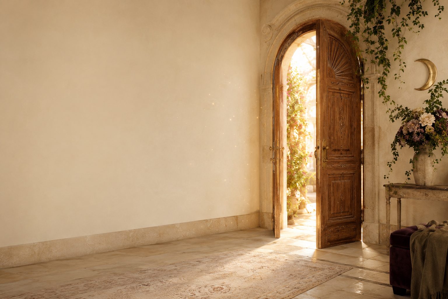 Une porte lumineuse menant vers le Parcours de l’Enchanteresse