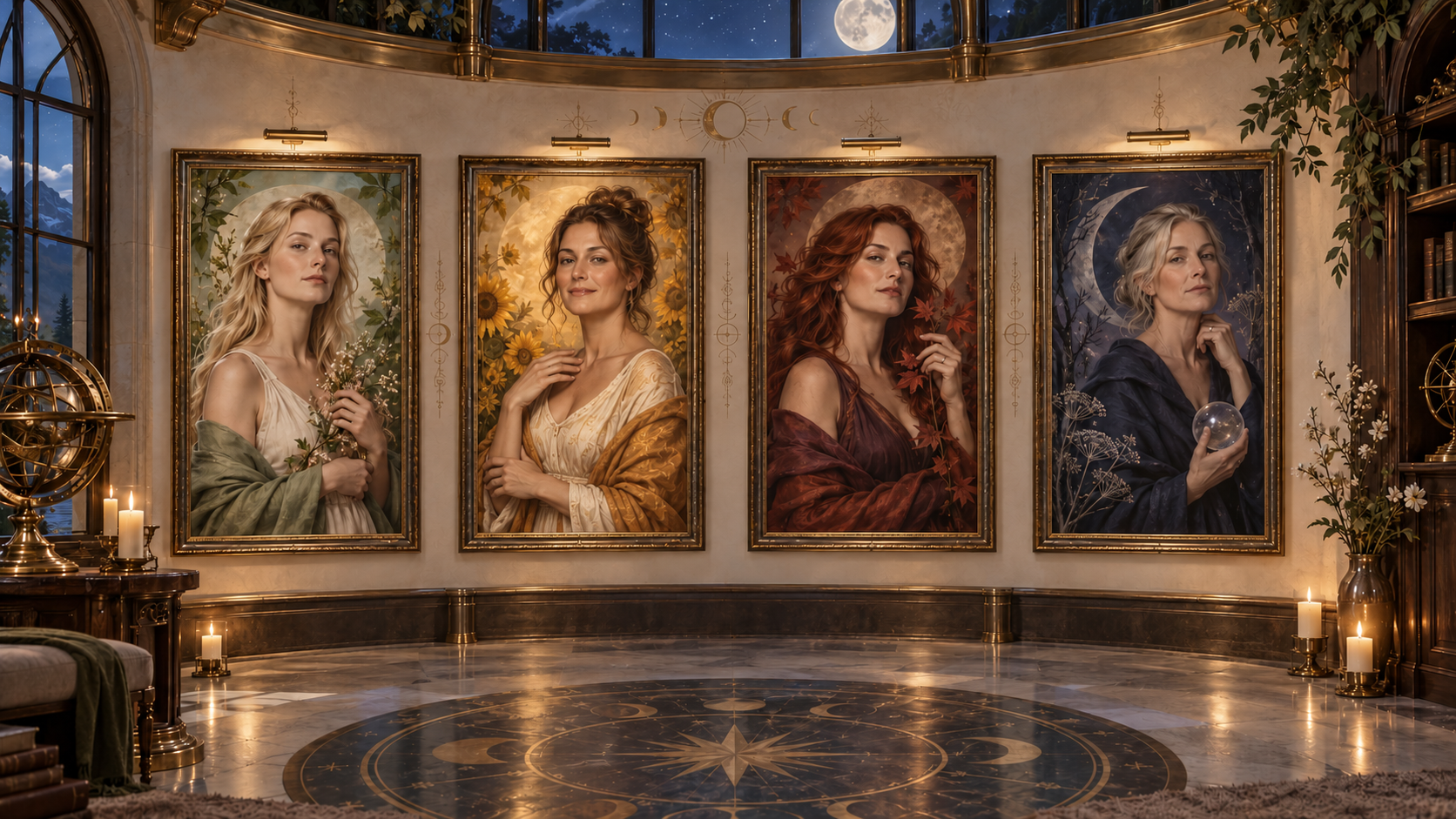 La galerie des quatre archétypes féminins du Manoir Elles & la Lune