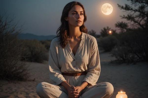 Femme sereine dans la nature, symbolisant l'introspection, le diagnostic somatique et la régulation du système nerveux après l'emprise.